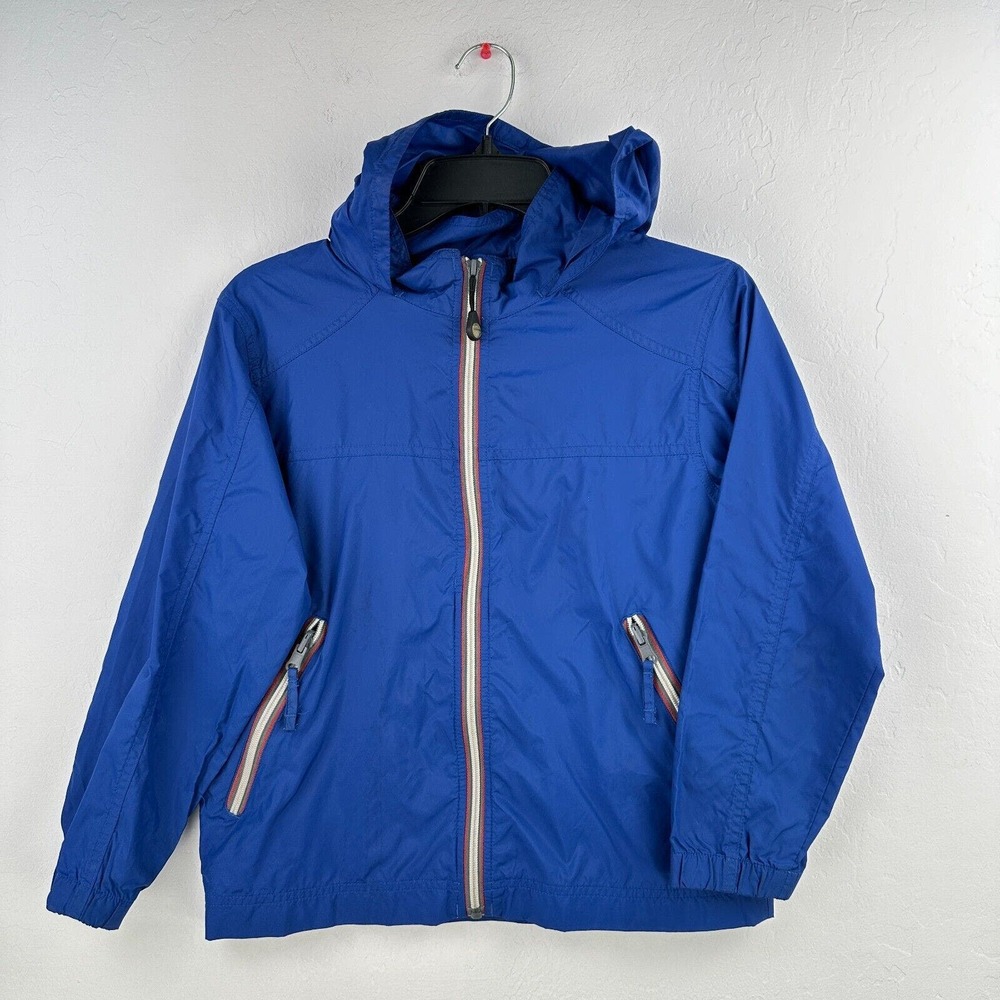 L.L Bean Windbreaker Jacket Blue‎ Unisex Kids 8 Zipped Pockets Hoodie Outdoor